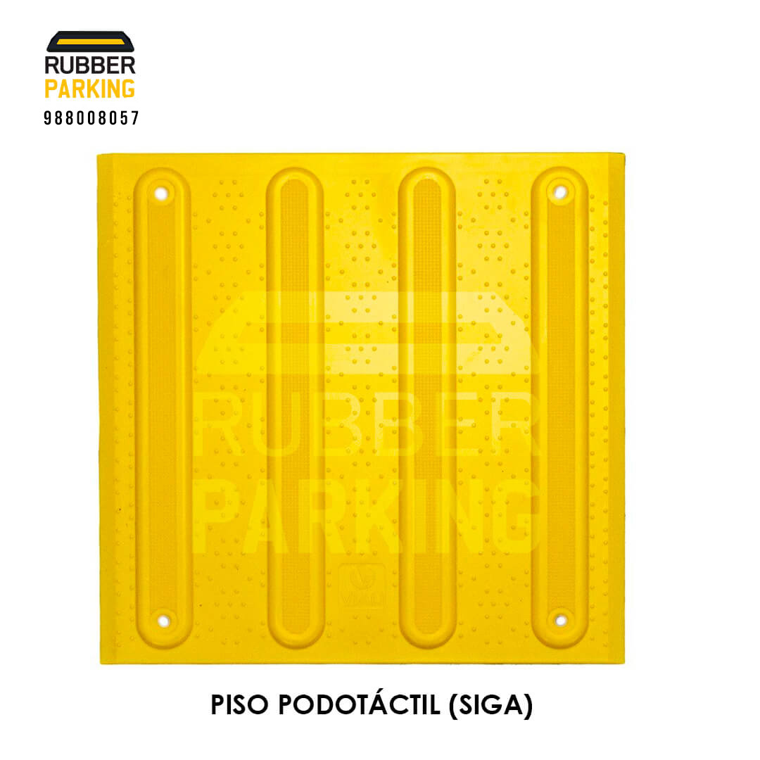 Baldosa podotáctil modelo Siga instalada en andén
