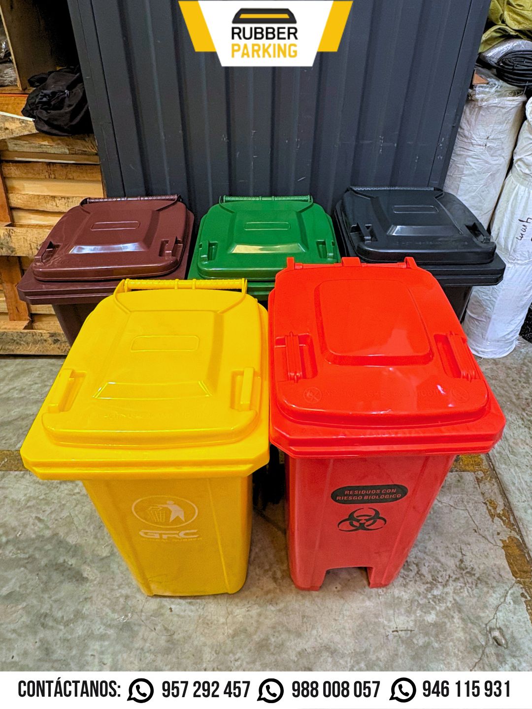 Tachos de basura de 120 litros varios colores